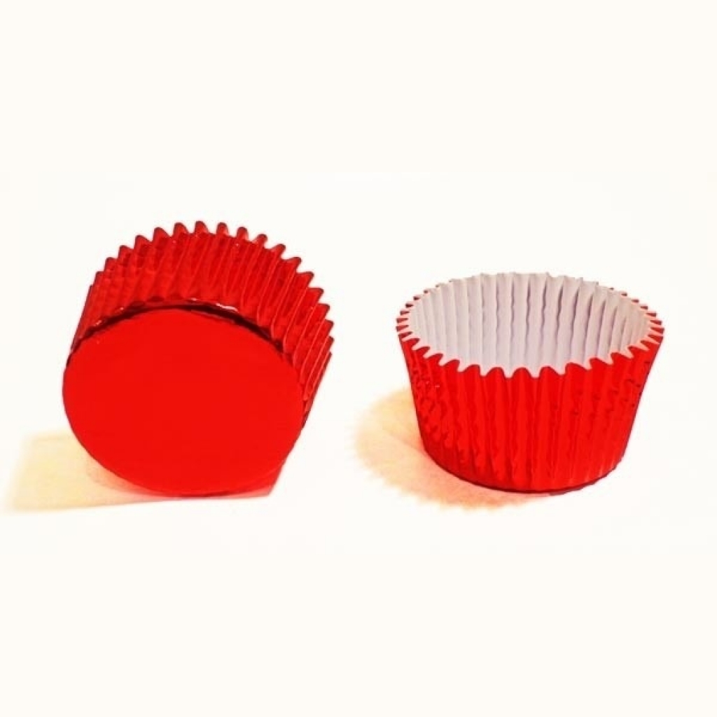 Pirotines metalizados para cupcake x10 unidades rojo